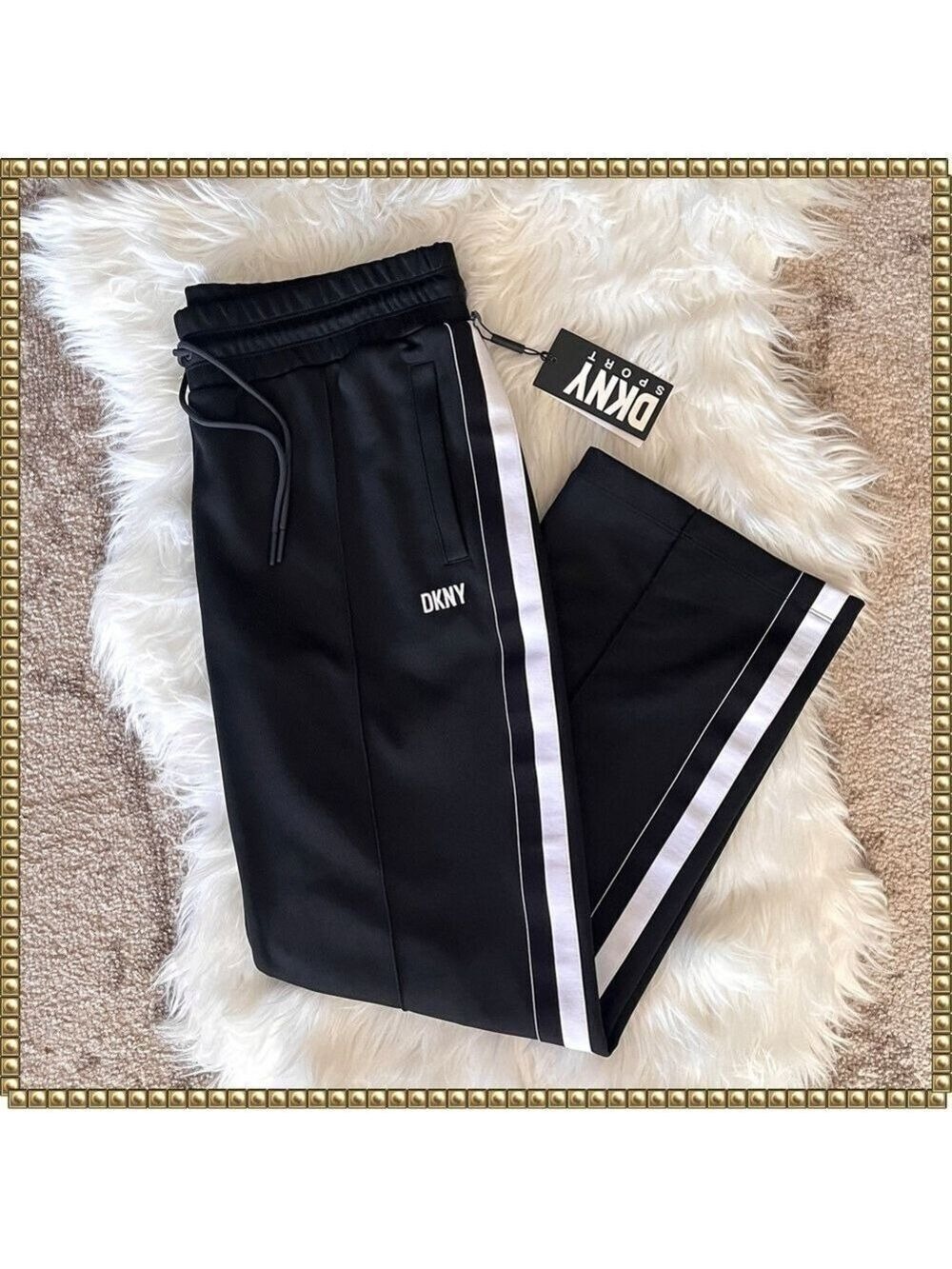DKNY Sport Black Logo Joggers Sweatpants Extra Large